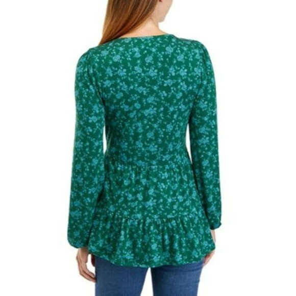 TRUE CRAFT Women's Babydoll V-Neck Knit Top Size M, Eden Floral - Picture 4 of 6